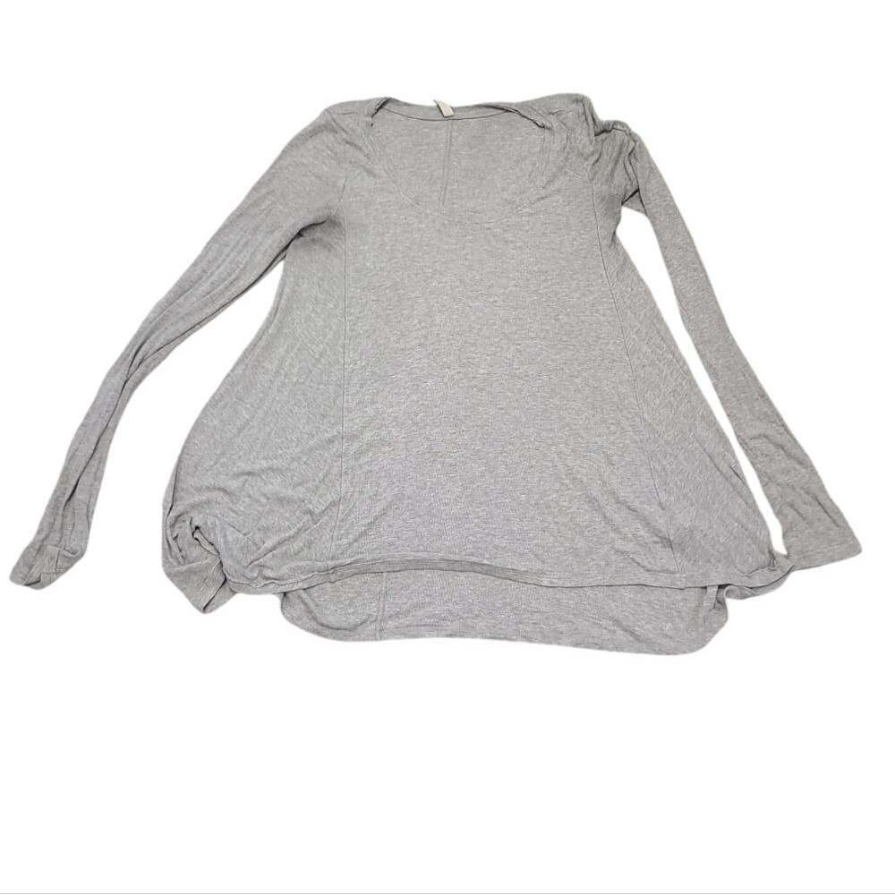 Free People January Ribbed Tunic Tee M Grey Boho Layering Staple whimsy